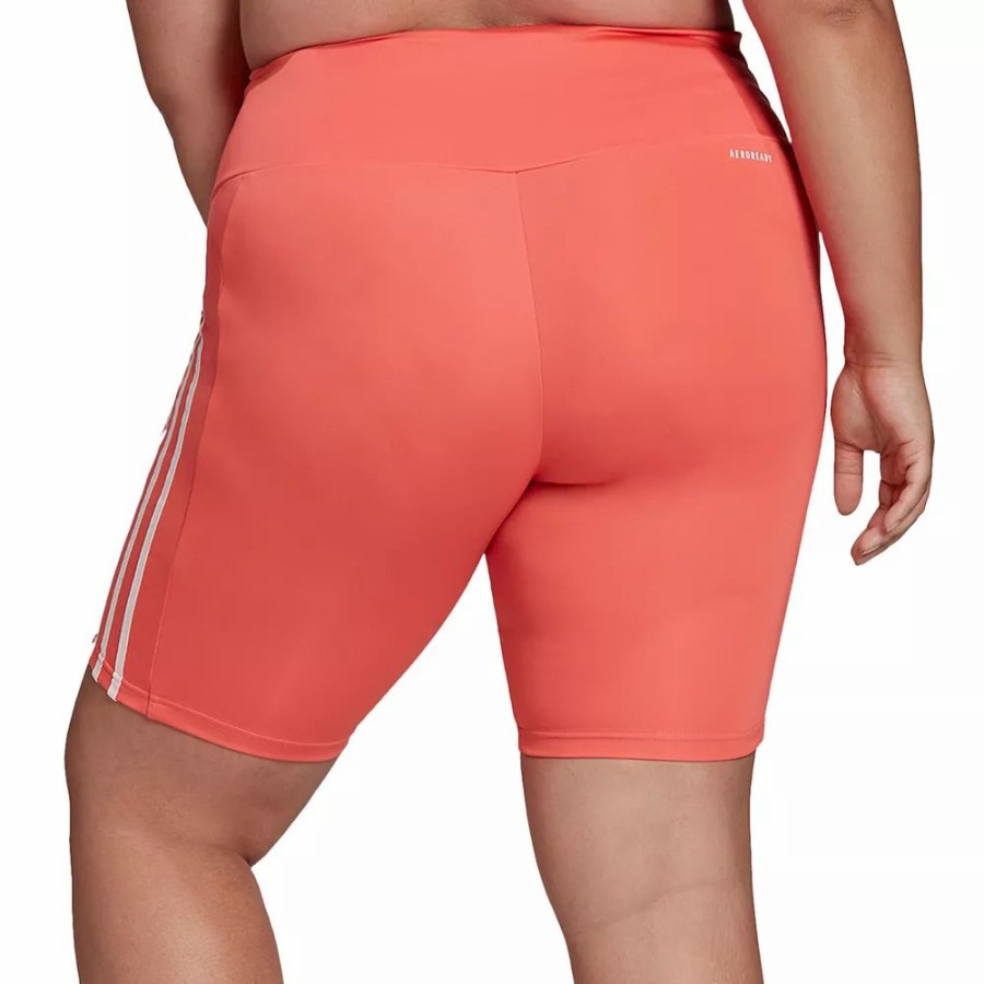 Bottoms * | Plus Size Adidas 3 Stripe Bike Shorts Black White