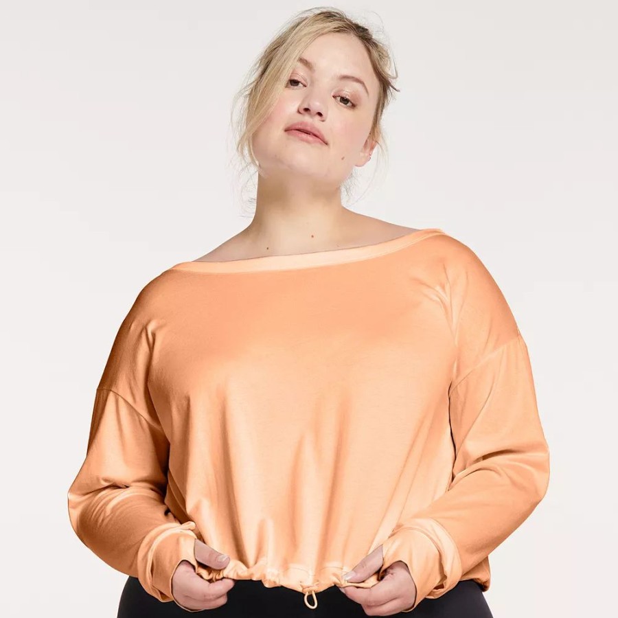 Tops * | Plus Size Flx Cinched Bungee-Hem Top