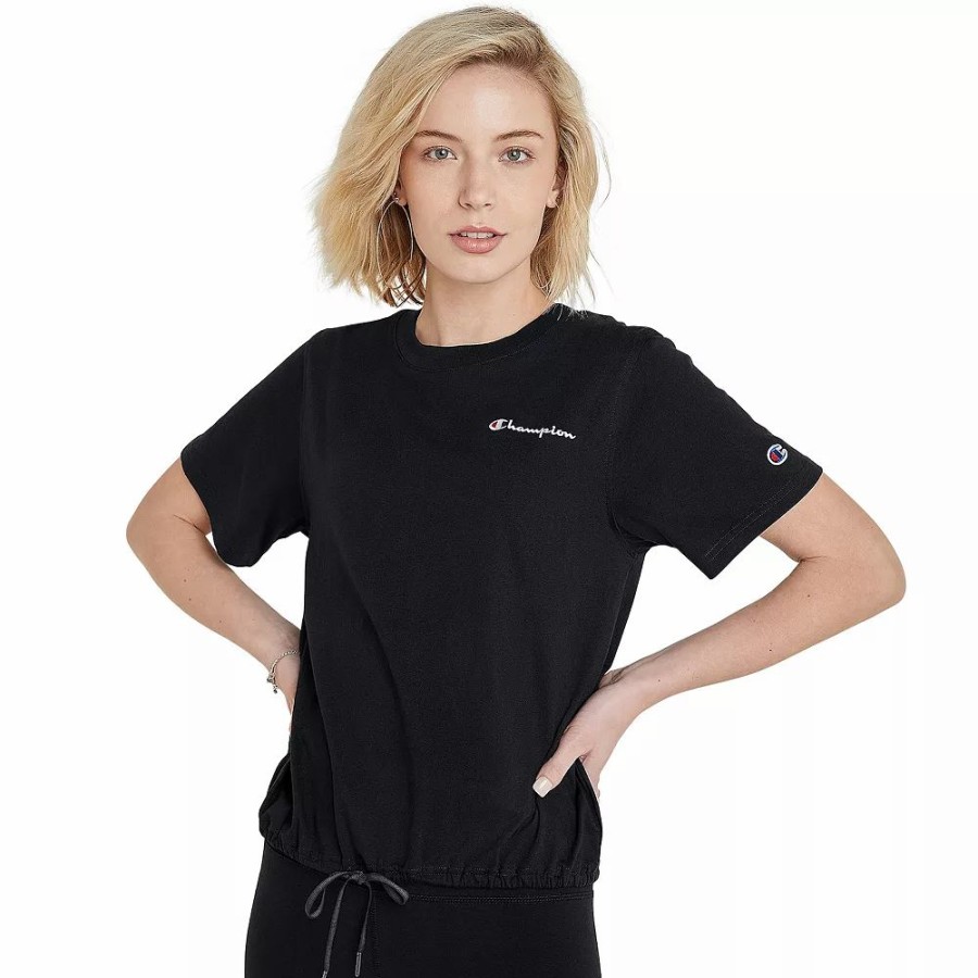 Tops * | Women'S Champion Campus Drawstring Tee Black