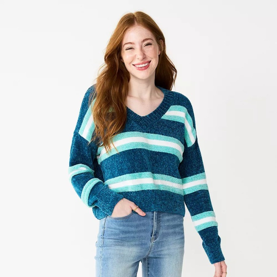 Tops * | Juniors' So V-Neck Chenille Pullover Sweater